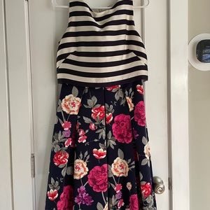 Anthropologie Moulinette Soeurs Navy Striped and Floral Dress